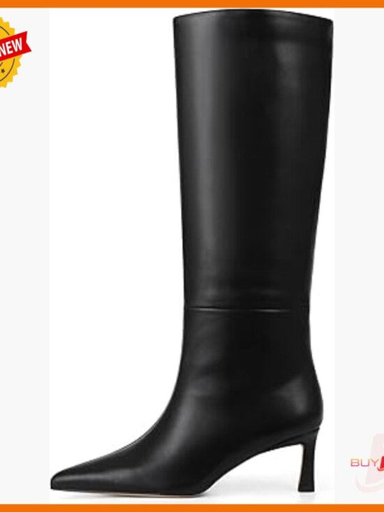 Shoes - Knee High Boots Wide Calf Kitten Heel Pointed Toe Suede Pull On